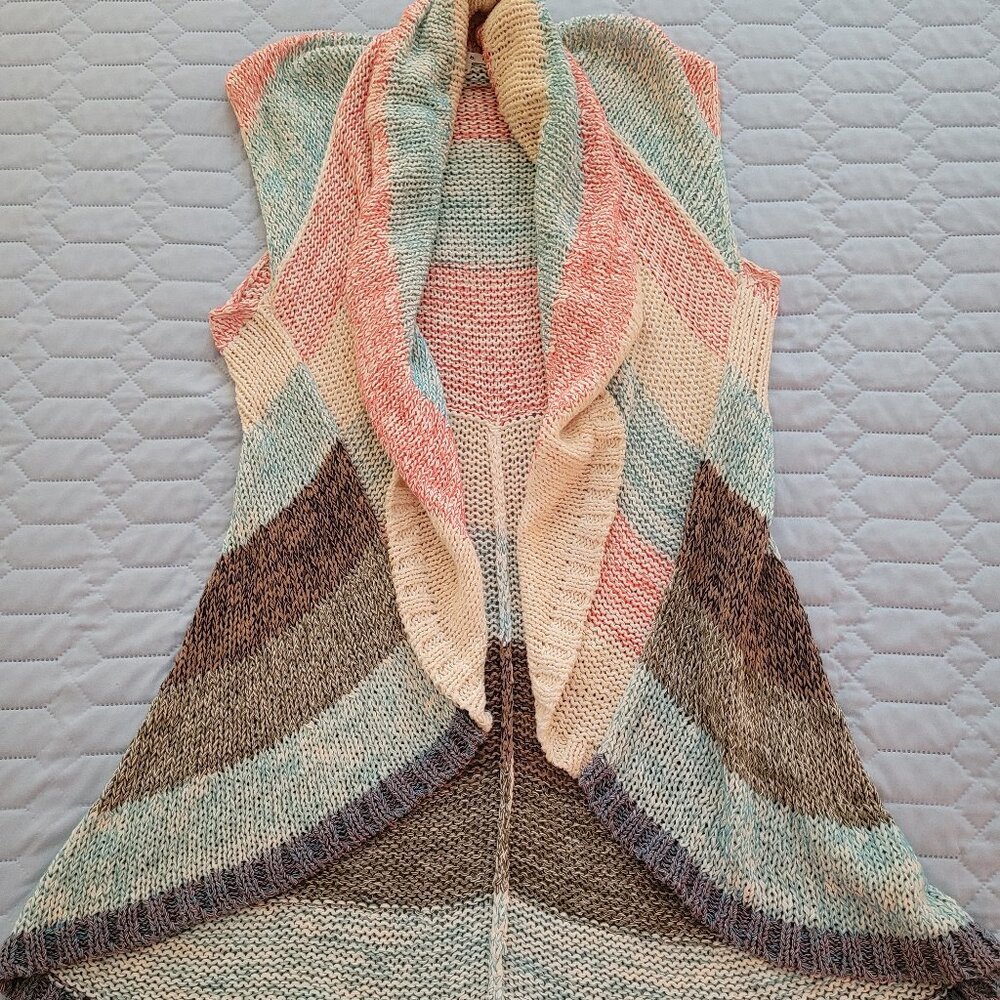 CAbi #216 Line Up Crochet Knit Circle Vest S